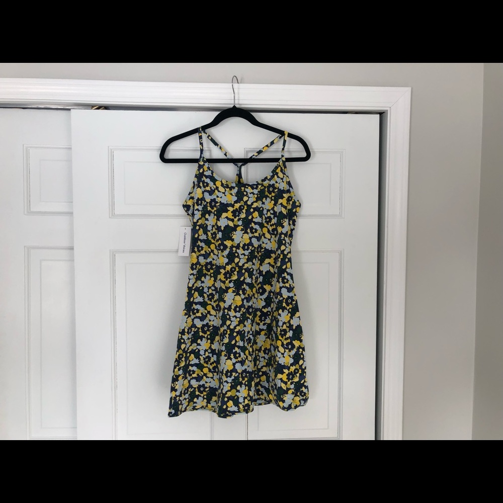 Outdoor Voices Exercise Dress “Mineral Blooms” Yellow and Navy Floral
